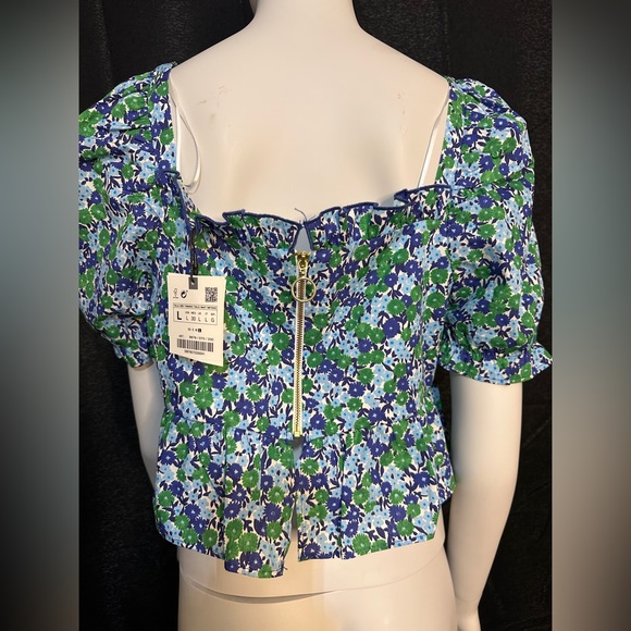 Zara floral crop top NWT - Size L - Picture 4 of 8